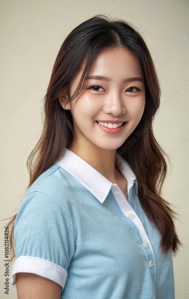 portrait of beautiful young Korean girls smiling and looking cheerful portrait of beautiful young Korean girls smiling and looking cheerful