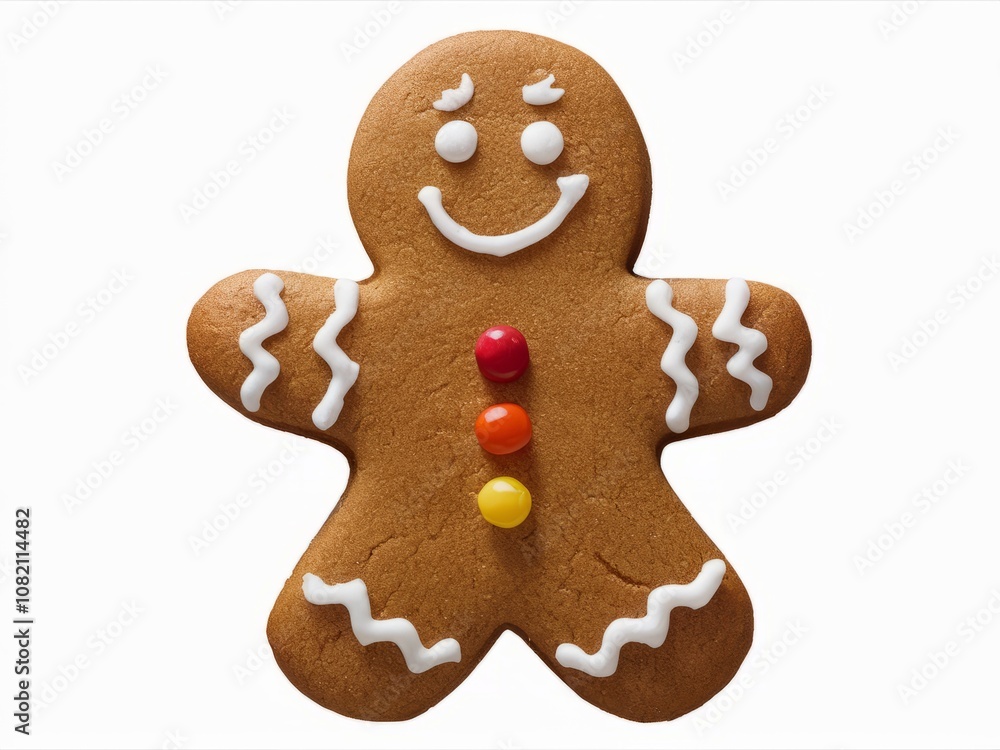 Gingerbread Man Cookie: A cheerful gingerbread man cookie, decorated with icing and candy, perfect for holiday baking and festive treats. Gingerbread Man Cookie: A cheerful gingerbread man cookie, decorated with icing and candy, perfect for holiday baking and festive treats.