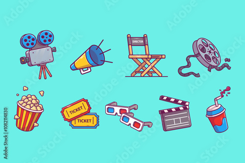 Movie Cinema Vector Design Illustrations Pack