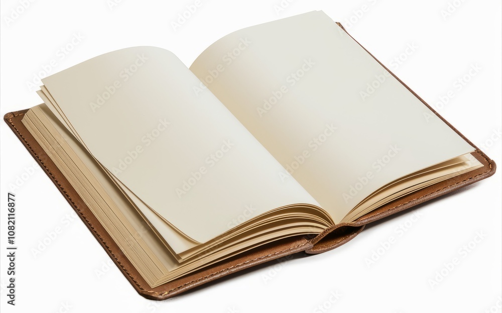 Open Book, Blank Pages, Brown Cover Open Book, Blank Pages, Brown Cover