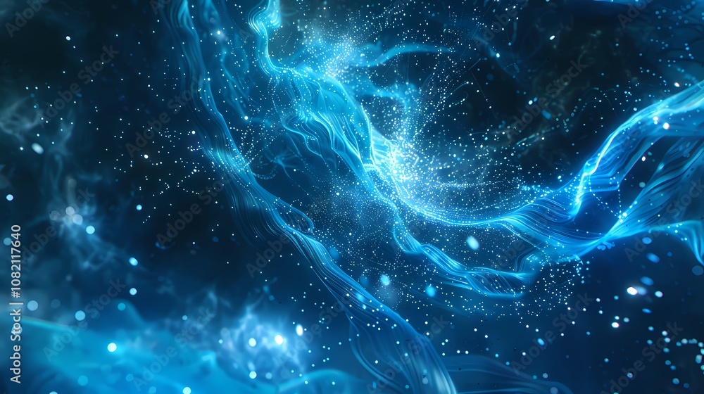 digital technology blue particle fluid poster background digital technology blue particle fluid poster background