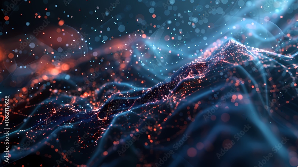 digital technology blue particle fluid poster background digital technology blue particle fluid poster background