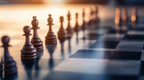 Wallpaper Mural Close-up of Wooden Chess Pieces on a Checkerboard in Sunlight Torontodigital.ca