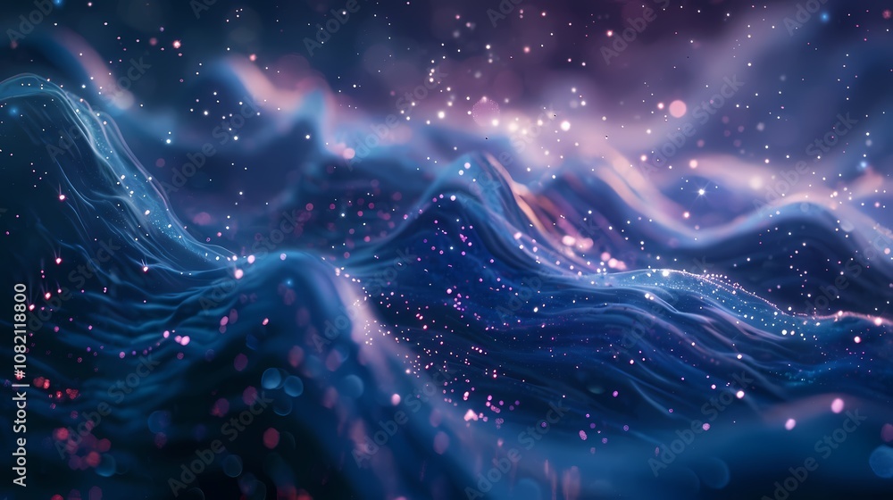 Obraz premium digital technology blue particle fluid poster background