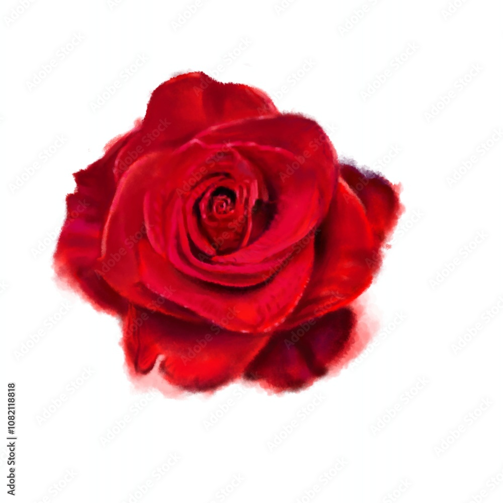 red rose isolated on white. Watercolor painting style. red rose isolated on white. Watercolor painting style.