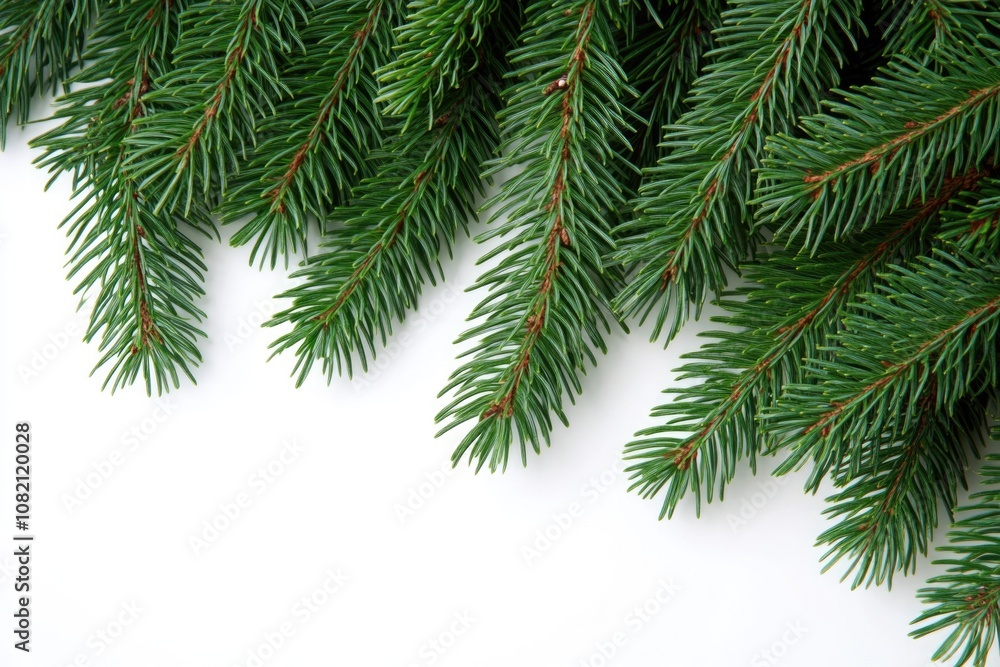 Close-up view of a pine tree branch with needles and cones Close-up view of a pine tree branch with needles and cones
