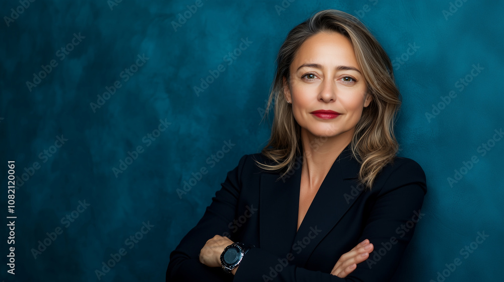 A professional studio portrait of a confident businesswoman. A professional studio portrait of a confident businesswoman.