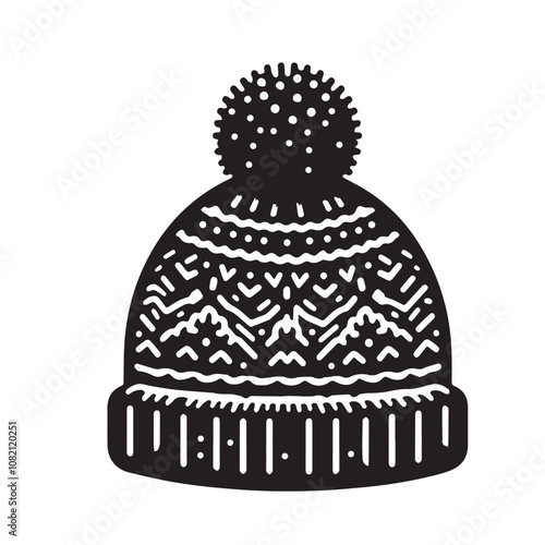 Winter hat silhouette vector design. Winter Beanie vector design. Cute winter hat logo, icon vector design.