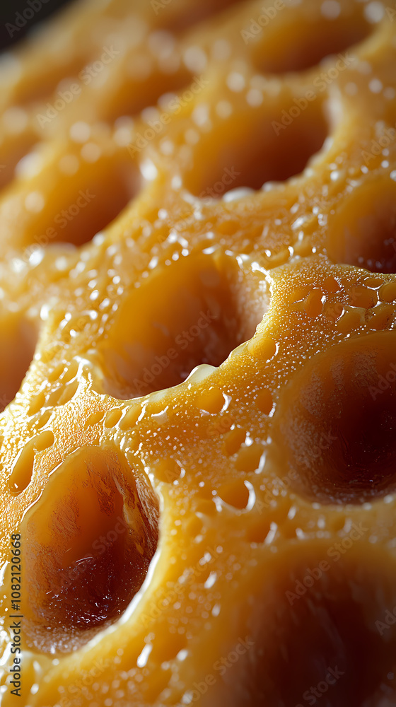 Photorealistic close-up of Yellow Cheese Texture with Distinctive Holes Photorealistic close-up of Yellow Cheese Texture with Distinctive Holes