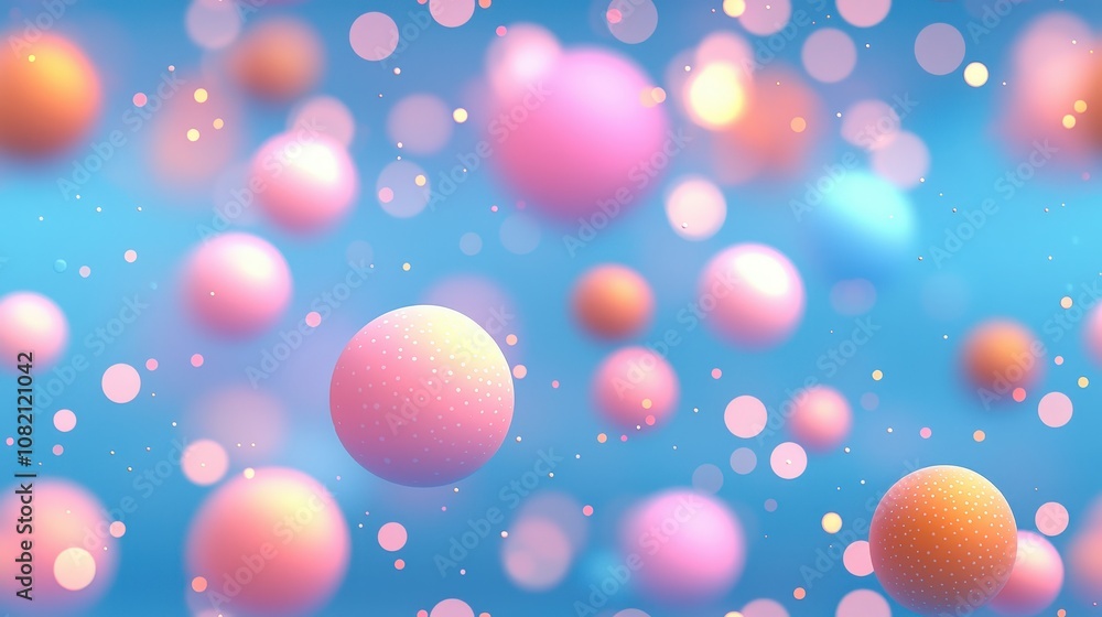 Vibrant abstract background with colorful floating spheres on a soft blue hue Vibrant abstract background with colorful floating spheres on a soft blue hue