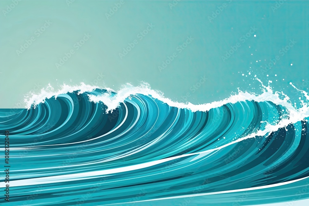 Vibrant Abstract Ocean Wave Gradient with Digital Splash Effects on Turquoise Background Vibrant Abstract Ocean Wave Gradient with Digital Splash Effects on Turquoise Background