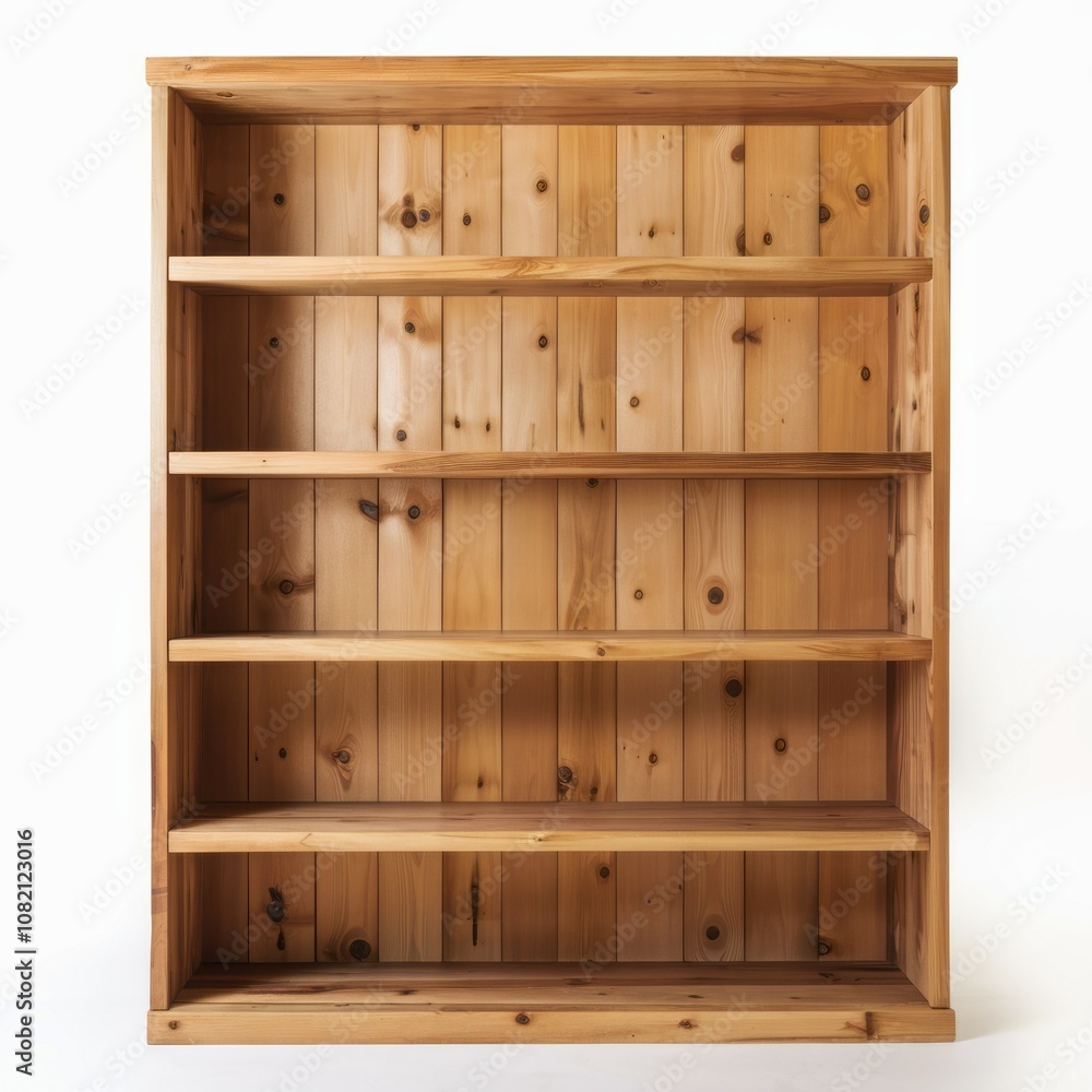 Rustic Pine Bookshelf: A timeless and sturdy pine bookshelf with five spacious shelves, perfect for displaying books, decorative items, or showcasing a curated collection. Rustic Pine Bookshelf: A timeless and sturdy pine bookshelf with five spacious shelves, perfect for displaying books, decorative items, or showcasing a curated collection.