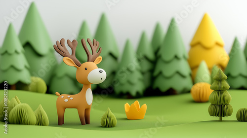 a 3D cartoon of nature engaging in an activity relevant to the theme of nature