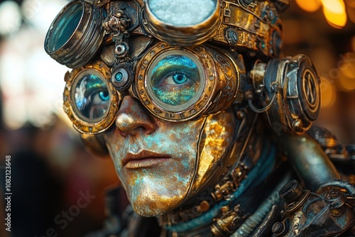 A close-up shot of a person wearing goggles, perfect for use in illustrations or designs where a protective gear is needed