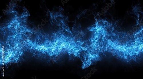 Blue flames on a black background. photo