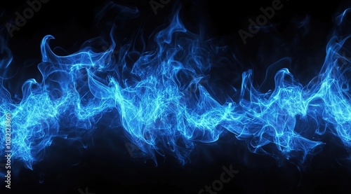 Blue flames on a black background. photo