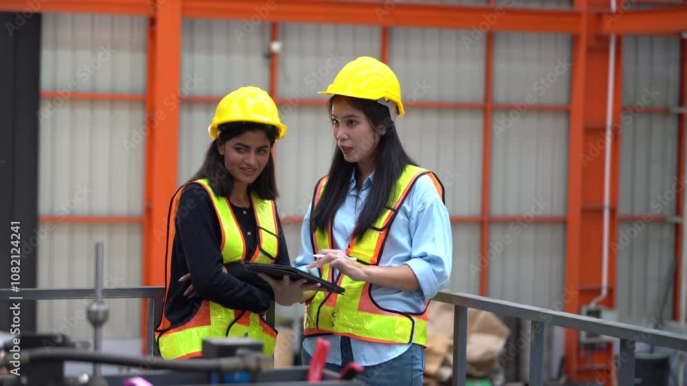 group of diversity worker woman Indian and asian talking together in factory group of diversity worker woman Indian and asian talking together in factory