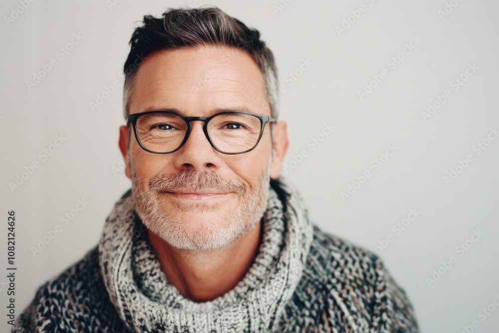 A person with glasses and a scarf, useful for portrait photography or character depiction A person with glasses and a scarf, useful for portrait photography or character depiction
