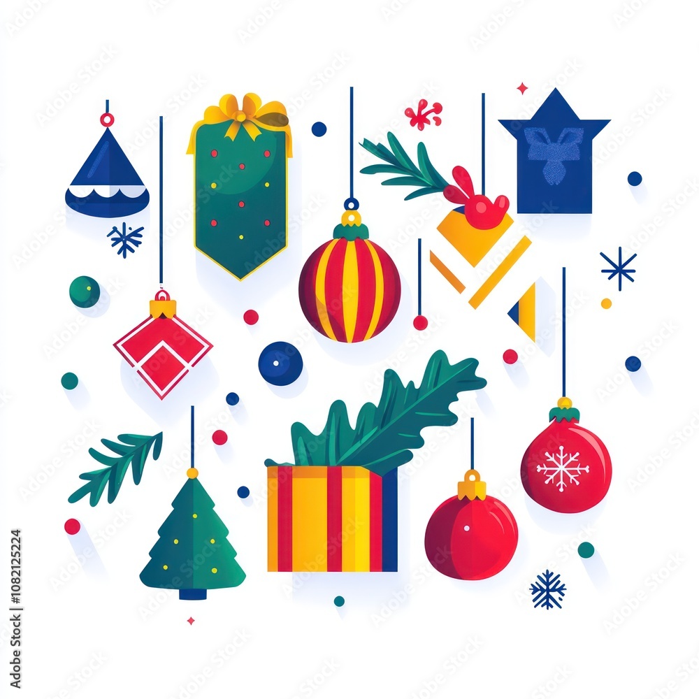 A flat design vector of Christmas ornaments A flat design vector of Christmas ornaments