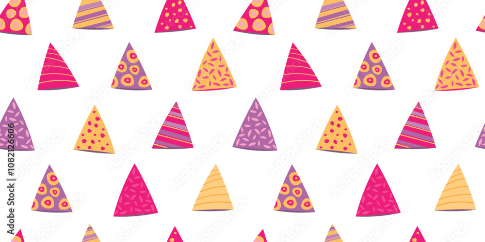 Seamless pattern with holiday caps. Fun birthday print. Vector flat graphics. Seamless pattern with holiday caps. Fun birthday print. Vector flat graphics.