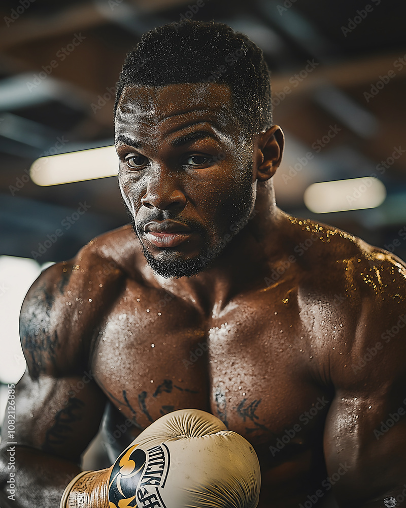 A championship boxer intensely trains in a contemporary gym, showcasing his dedication and strength. The atmosphere is charged with energy during this candid workout session A championship boxer intensely trains in a contemporary gym, showcasing his dedication and strength. The atmosphere is charged with energy during this candid workout session