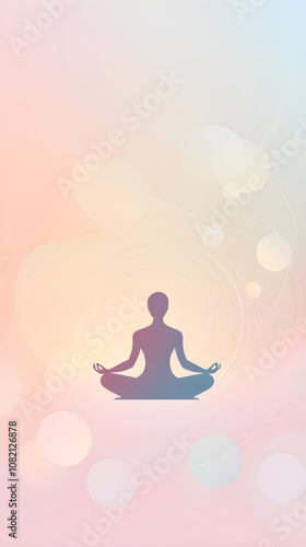 Wallpaper Mural A soft gradient background in calming pastel hues features a silhouette of a person meditating, evoking a sense of peace and tranquility Torontodigital.ca