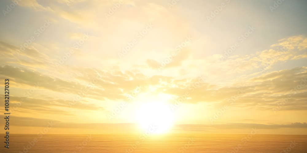 Subtle golden light emerges from a distant horizon as the sun rises, casting warm hues across a serene sea and sky filled with soft clouds Subtle golden light emerges from a distant horizon as the sun rises, casting warm hues across a serene sea and sky filled with soft clouds