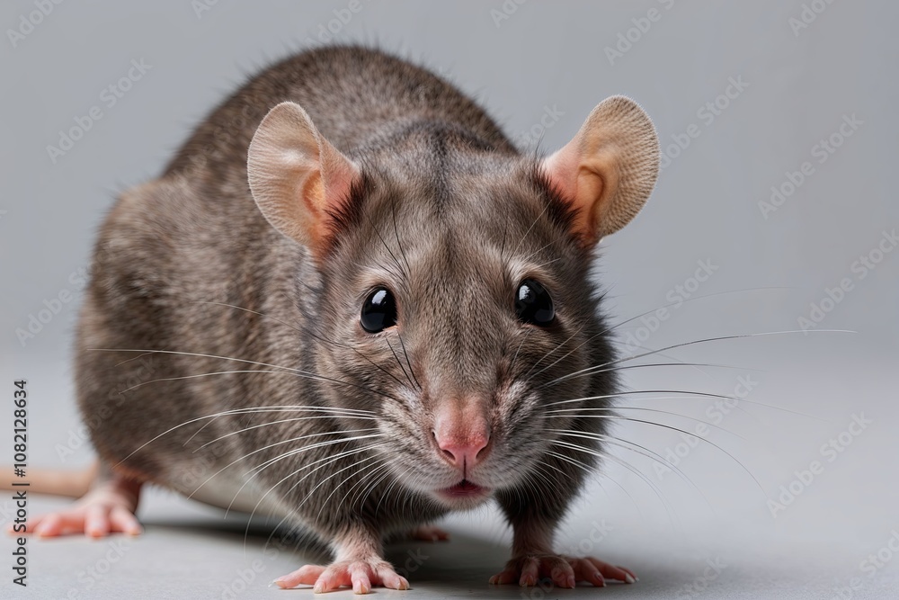 Isolated Rat Facial Expression Image on Plain Background Isolated Rat Facial Expression Image on Plain Background