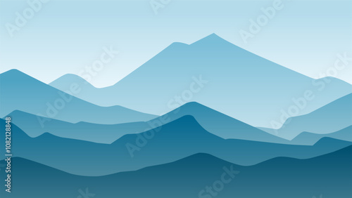 Landscape illustration of mountain ridge