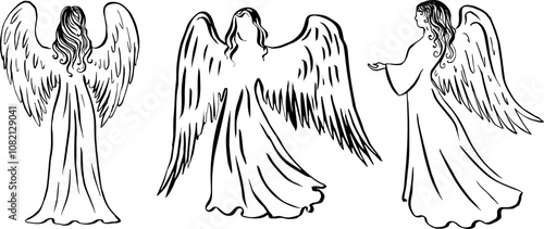 Angels. Easter, religion or funeral decoration elements.