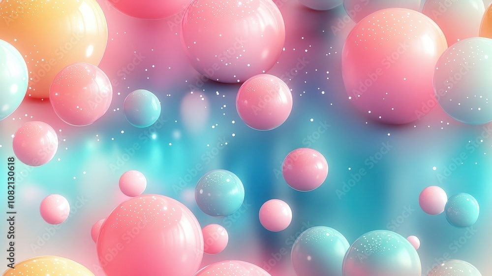 Colorful abstract floating bubbles on a dreamy pastel background Colorful abstract floating bubbles on a dreamy pastel background