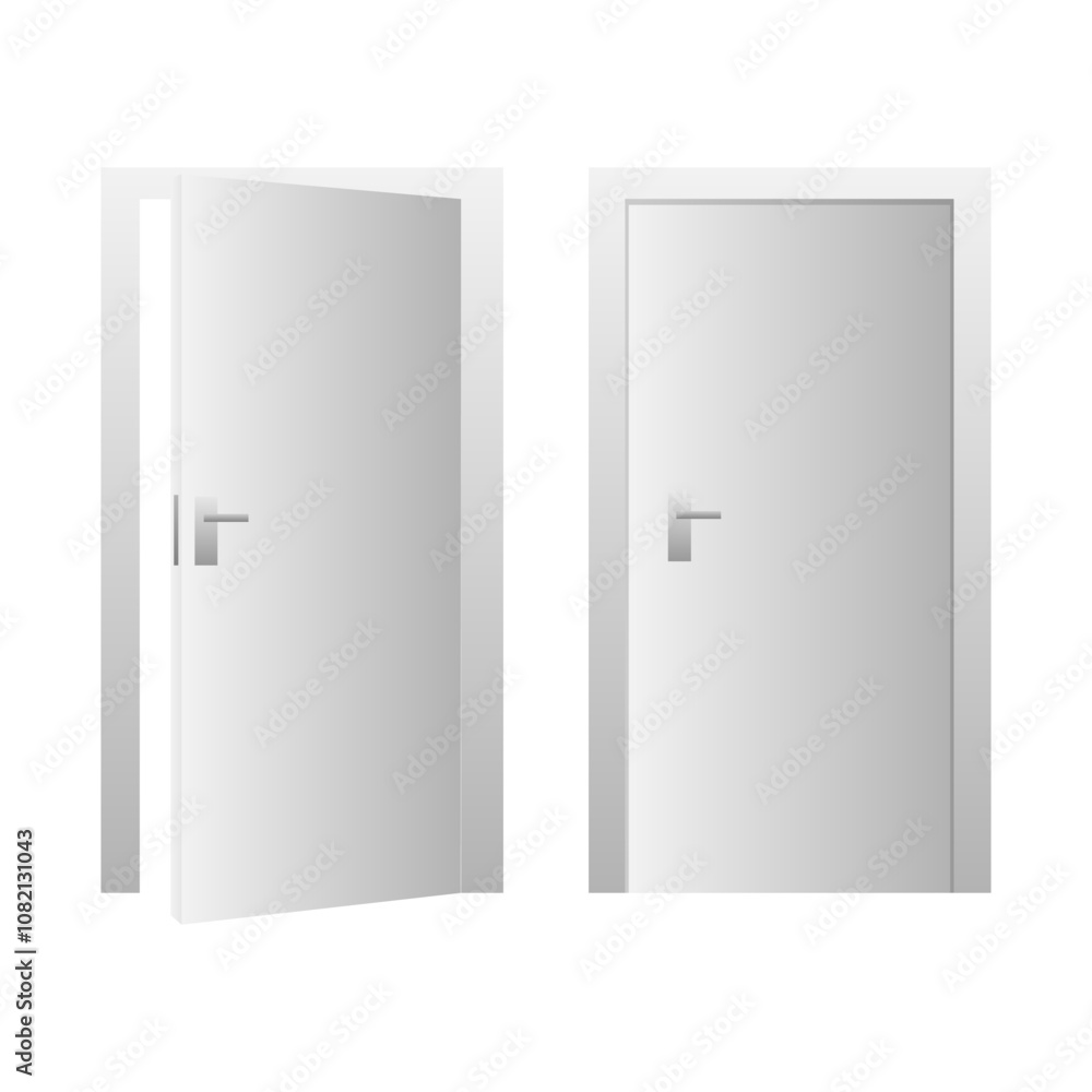 Set of open and closed doors. Classic room concept. Vector illustration Set of open and closed doors. Classic room concept. Vector illustration