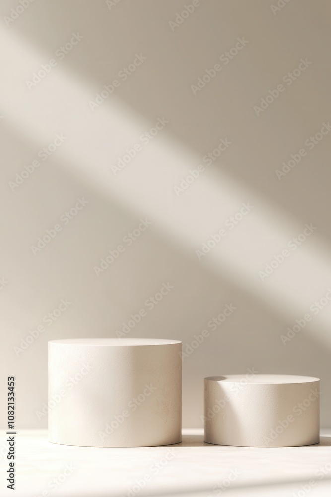 Minimalist white cylindrical shapes with soft lighting, ideal for modern design and artistic compositions. Minimalist white cylindrical shapes with soft lighting, ideal for modern design and artistic compositions.