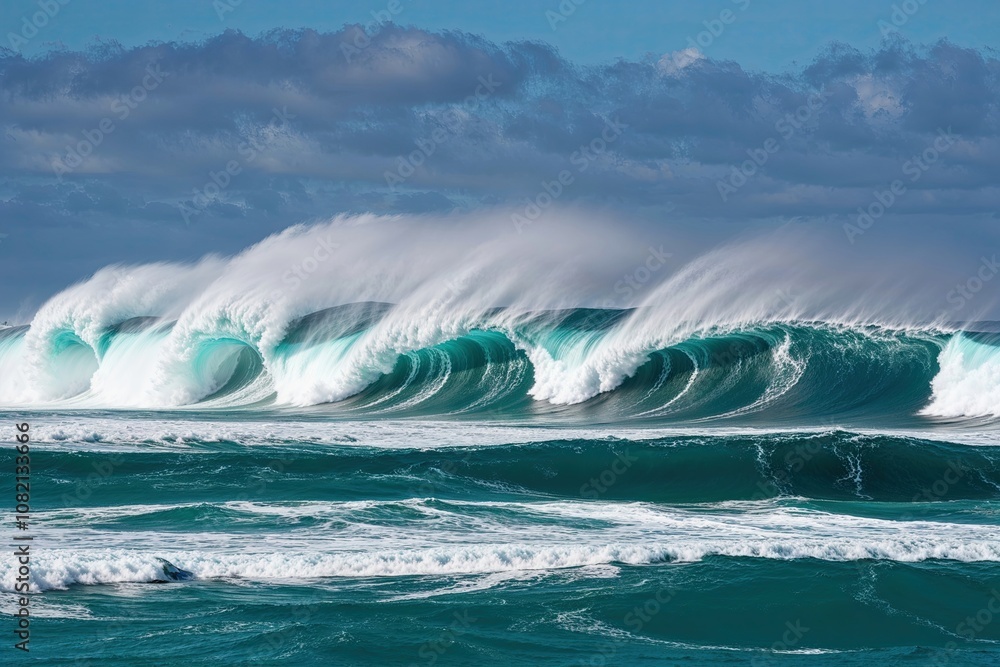 Massive Waves Colliding in a Vibrant Cyan Ocean Massive Waves Colliding in a Vibrant Cyan Ocean
