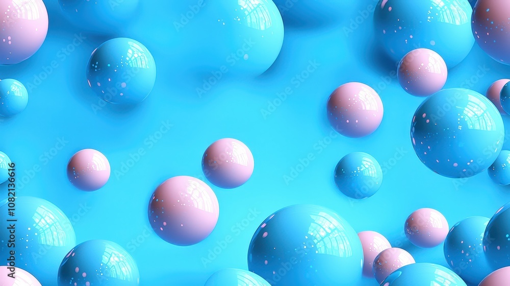Colorful abstract spheres on a vibrant blue background Colorful abstract spheres on a vibrant blue background