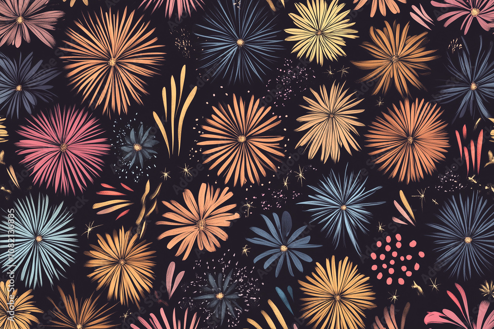 seamless pattern with fireworks seamless pattern with fireworks