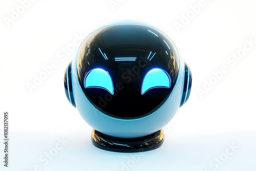 3D Style Emoji with Robot Face and Futuristic Expression isolated on transparent. PNG. photo