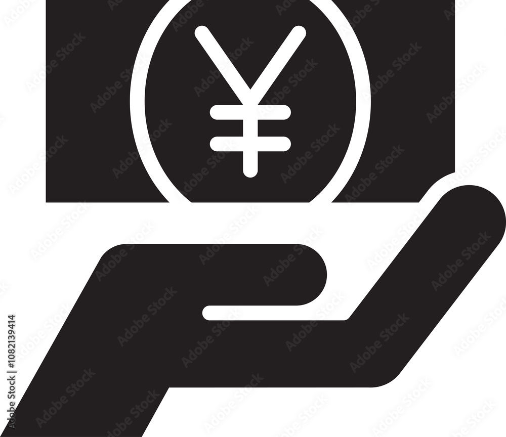 Fototapeta premium Hand with Yen Money Icon 