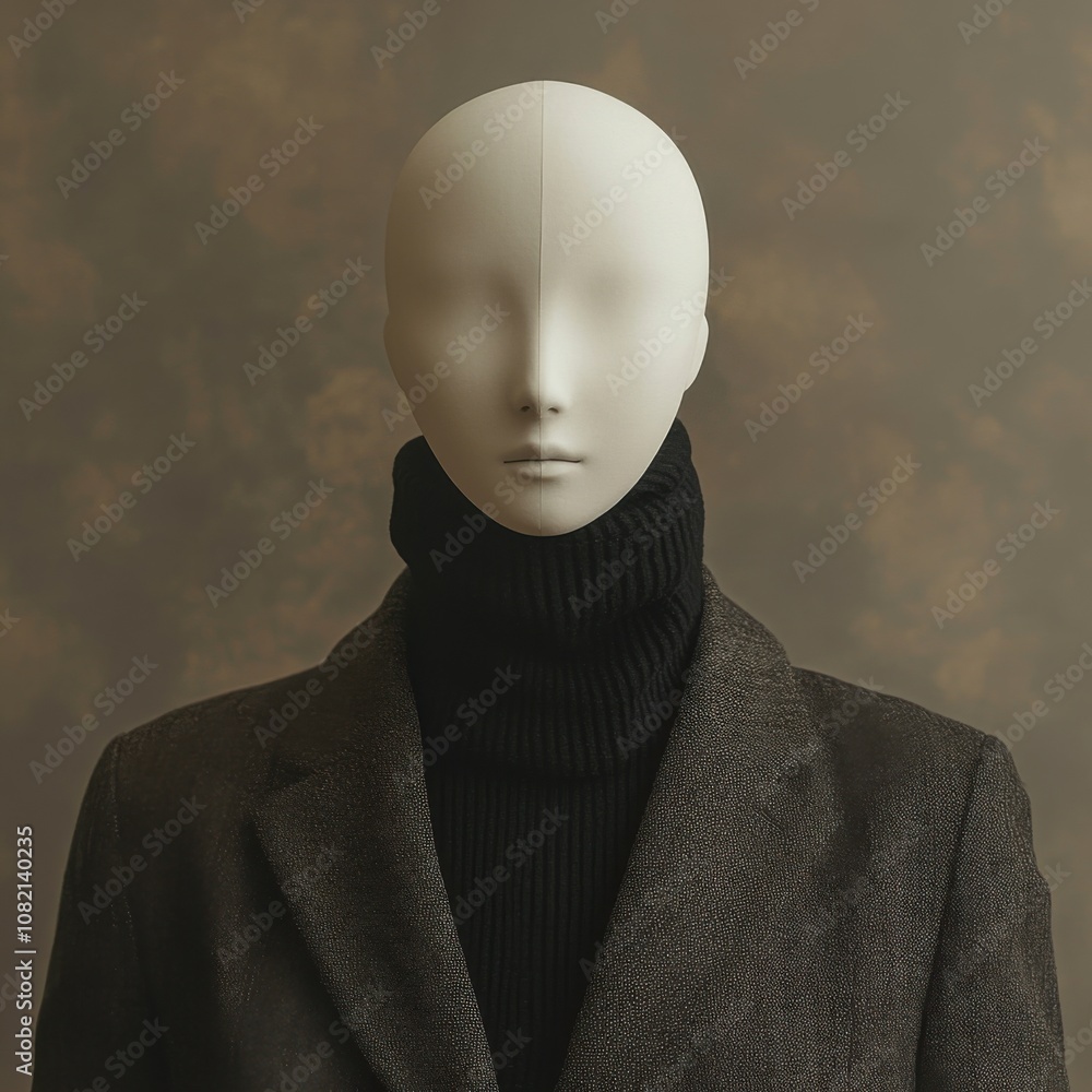 Mannequin head wearing a black turtleneck, sale discount concept Mannequin head wearing a black turtleneck, sale discount concept