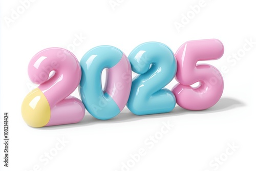 Soft pastel-colored 3D year 2025 artwork