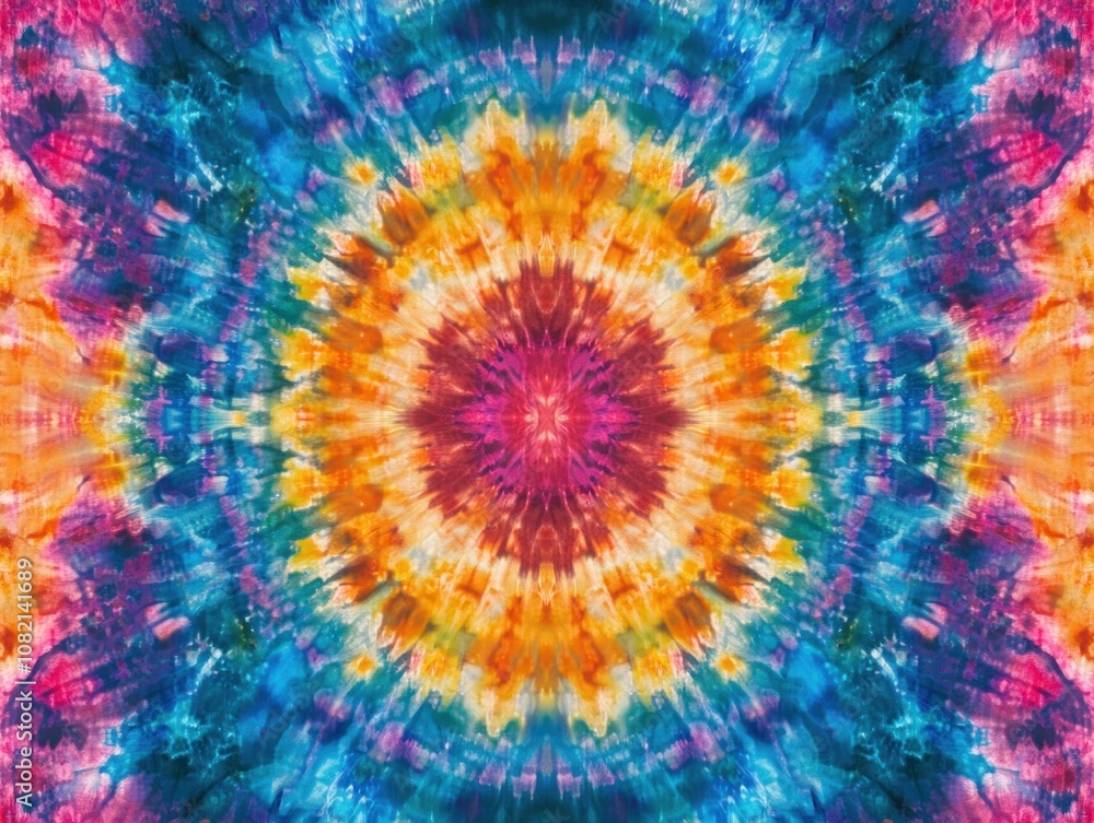 Vibrant and Colorful Tie-Dye Background with Mandala Patterns Reflecting Bright Hues of Orange, Pink, Blue, and Yellow for Creative Projects and Designs Vibrant and Colorful Tie-Dye Background with Mandala Patterns Reflecting Bright Hues of Orange, Pink, Blue, and Yellow for Creative Projects and Designs