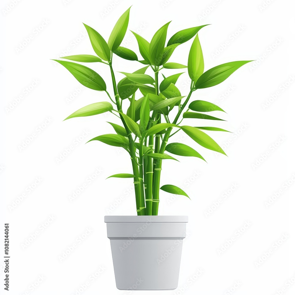 Cartoon Illustration of Bamboo Plant in Pot Cartoon Illustration of Bamboo Plant in Pot