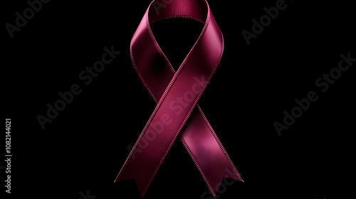 burgundy ribbon on the black background