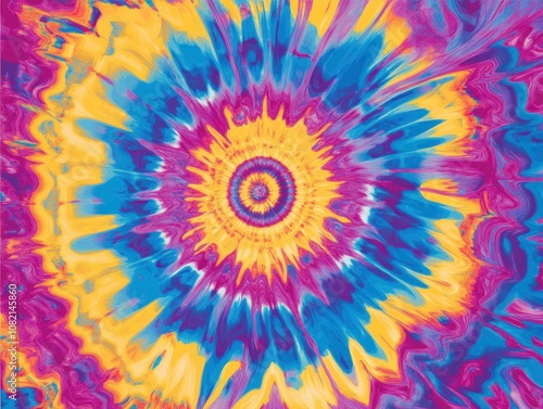 Vibrant Swirl Design Featuring Bright Blue, Yellow, and Pink Colors in a Psychedelic Tie-Dye Pattern, Perfect for Creative Projects and Art-Inspired Themes