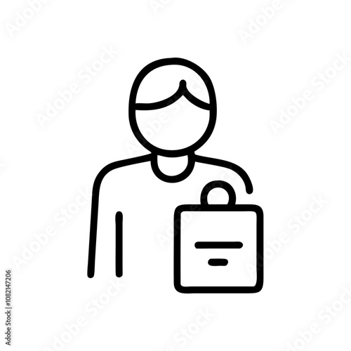 Therapist with clipboard icon representing a person assisting in purchases