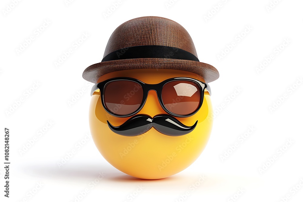 3D Style Emoji with Face in Disguise and Glasses isolated on transparent. PNG. 3D Style Emoji with Face in Disguise and Glasses isolated on transparent. PNG.