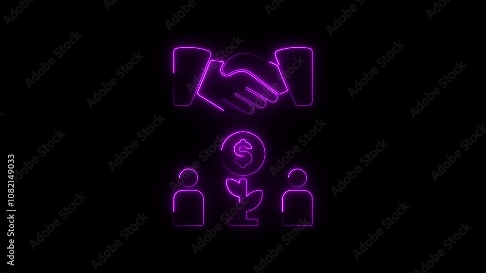 Neon Partnership and Growth Icon – Collaboration, Investment, and Success Neon Partnership and Growth Icon – Collaboration, Investment, and Success