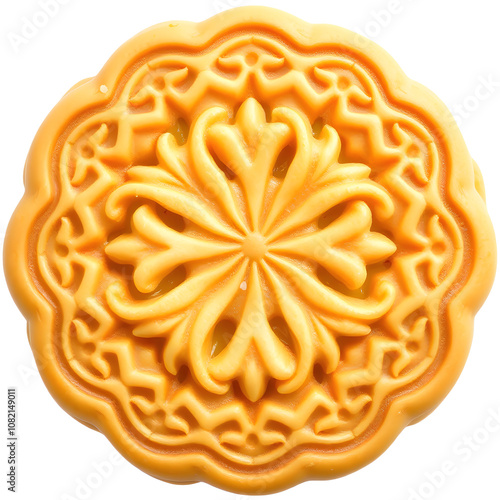 Mooncake for Mid-Autumn Festival or Mooncake Festival. Top view. png isolated background. transparent background