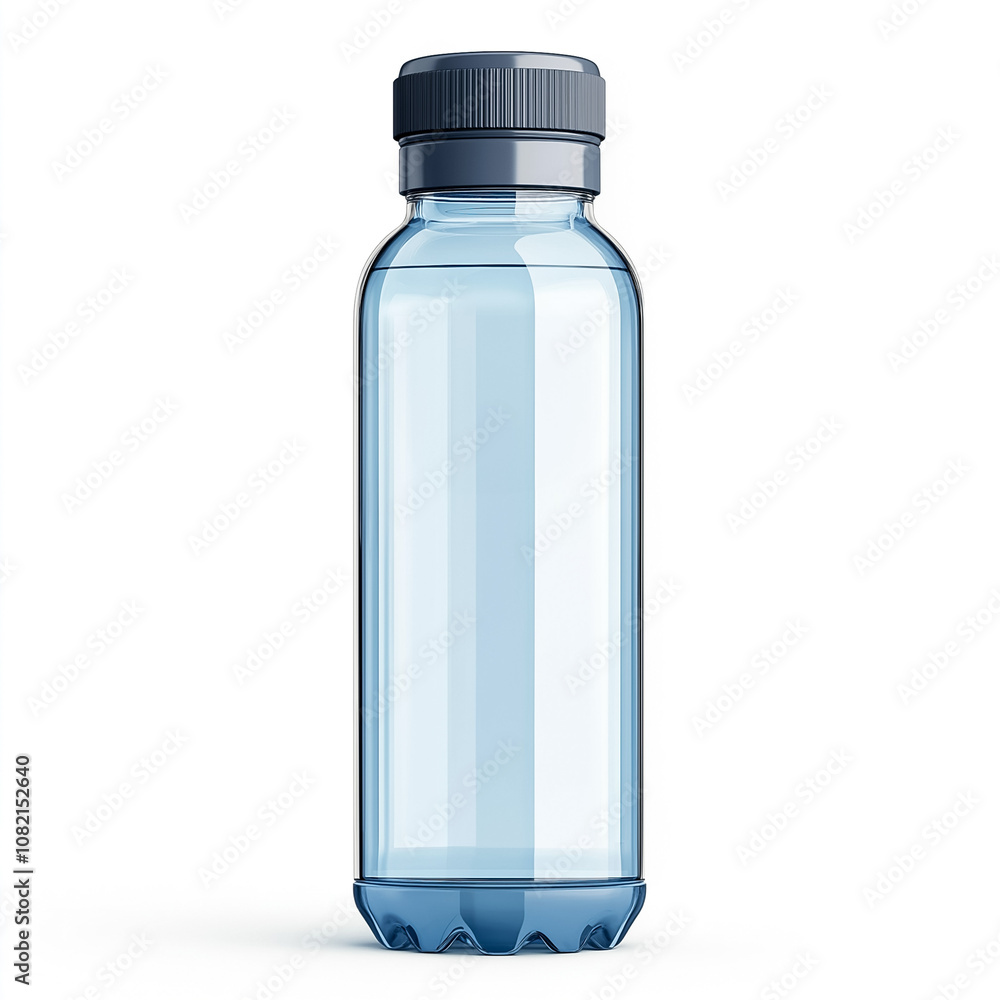 A clear water bottle on a white background highlights its design and practicality for daily hydration A clear water bottle on a white background highlights its design and practicality for daily hydration