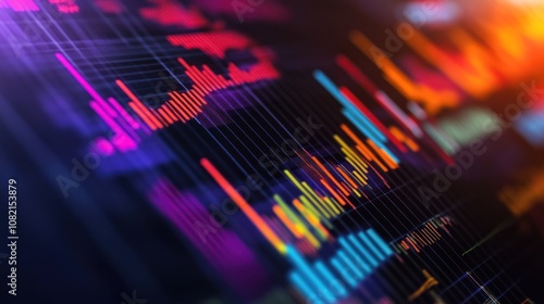 Colorful data visualization with graphs and charts.